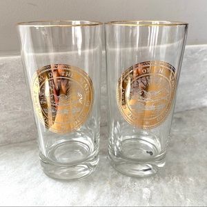 2 Vintage Ohio Seal Gold Rim Glasses